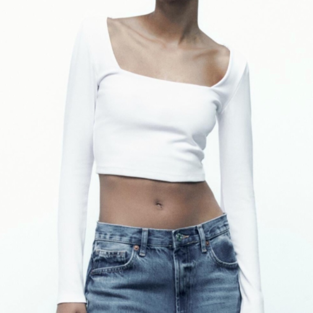 White square neck top